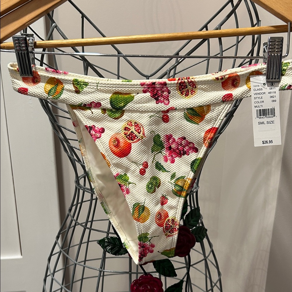 NWT PacSun Fruit Print Bikini Bottom - White and Multicolor